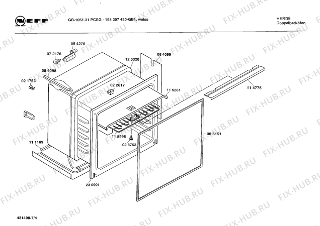 Взрыв-схема плиты (духовки) Neff 195307430 GB-1051.31PCSG - Схема узла 04