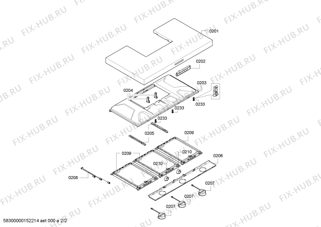 Взрыв-схема вытяжки Siemens LC91BA540 - Схема узла 02