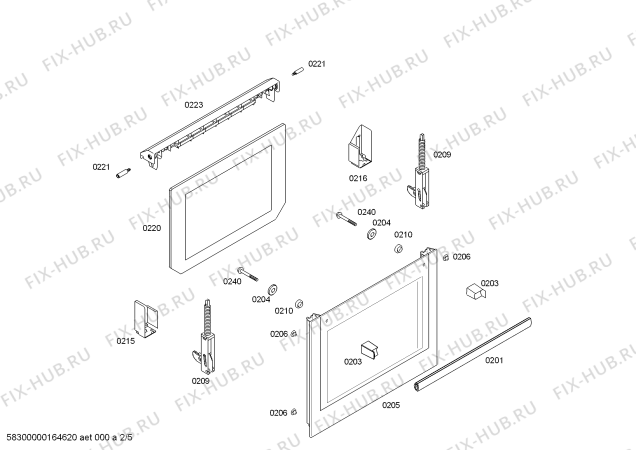 Схема №4 HBA23B262E Horno.BO.2d.b2.E0_CIF.f_glass.negro с изображением Передняя часть корпуса для плиты (духовки) Bosch 00700949