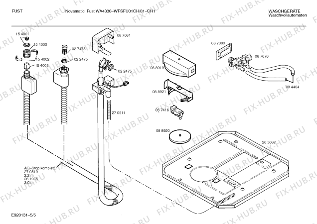 Взрыв-схема стиральной машины Novamatic WFSFU01CH Novamatic FUST WA4330 - Схема узла 05