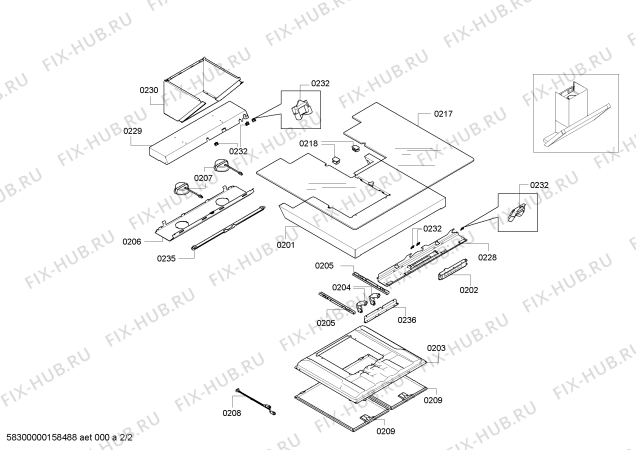 Взрыв-схема вытяжки Bosch DWK09E820B - Схема узла 02