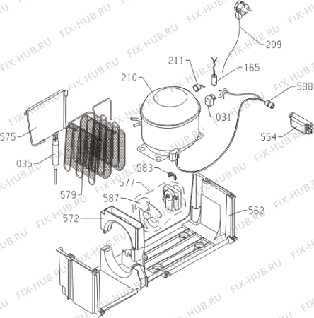 Взрыв-схема холодильника Etna KVO182 (535185, HTPI1466) - Схема узла 04