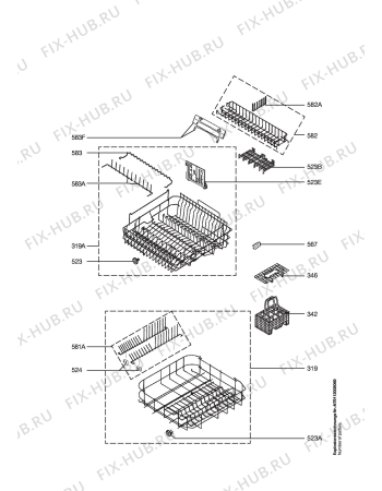 Взрыв-схема посудомоечной машины Electrolux ESI6262 X - Схема узла Baskets, tubes 061