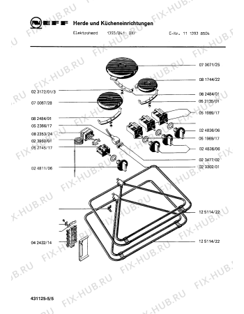 Взрыв-схема плиты (духовки) Neff 1113938504 1393/841BXY - Схема узла 05
