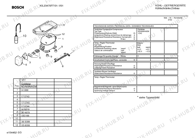 Взрыв-схема холодильника Bosch KIL23470FF - Схема узла 03