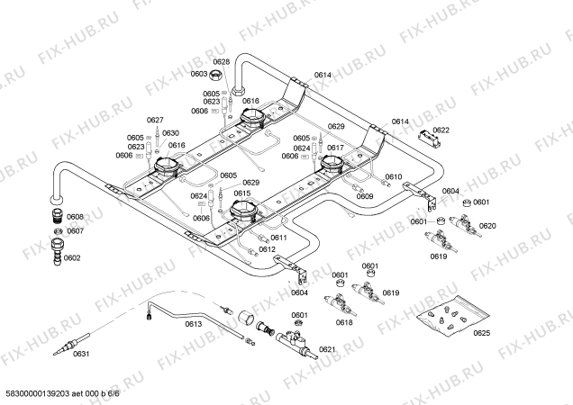 Схема №6 HSG343050R с изображением Кабель для плиты (духовки) Bosch 00498678