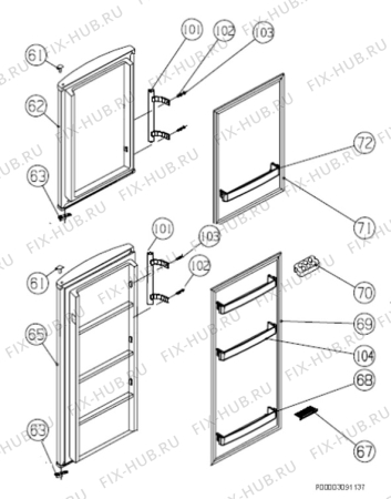 Взрыв-схема холодильника Rex Electrolux RJF3350AOW - Схема узла Door 003