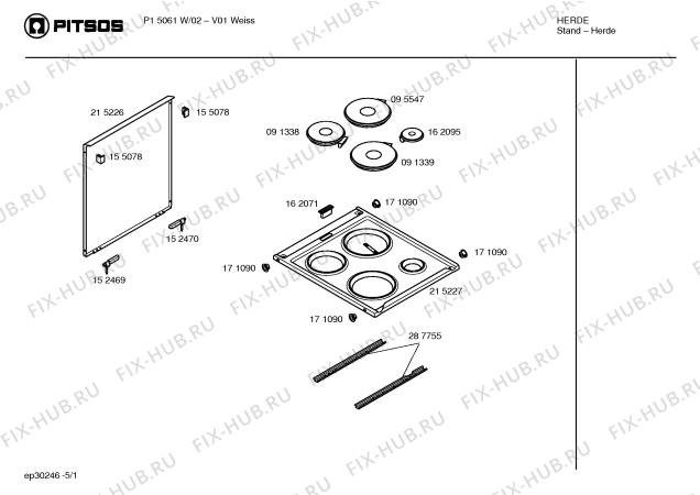 Схема №4 P15061W с изображением Ручка управления духовкой для электропечи Bosch 00173103