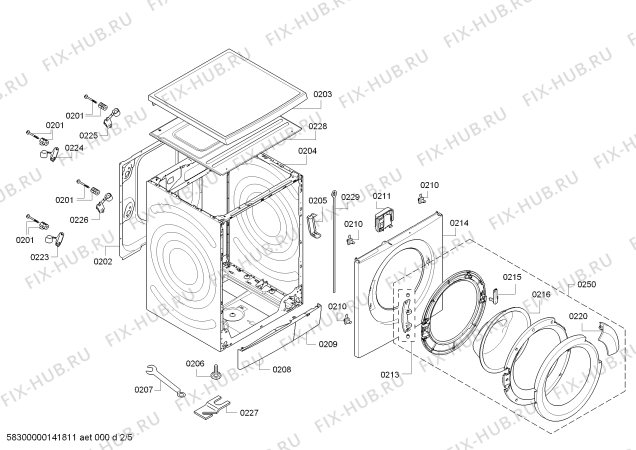 Схема стиральной машины Bosch WAS32781SN Logixx8 VarioPerfect AntiStainAutomatic EcoSilenceDrive - Схема узла 02 Взрыв-схема стиральной машины Bosch WAS32781SN Logixx8 VarioPerfect AntiStainAutomatic EcoSilenceDrive - Схема узла 02