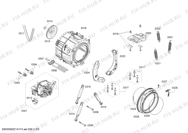 Взрыв-схема стиральной машины Bosch WAU28540TC - Схема узла 03