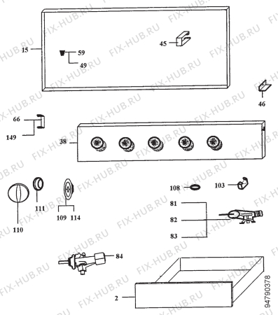 Взрыв-схема плиты (духовки) Corbero 8840S1BUTANO - Схема узла Section 2