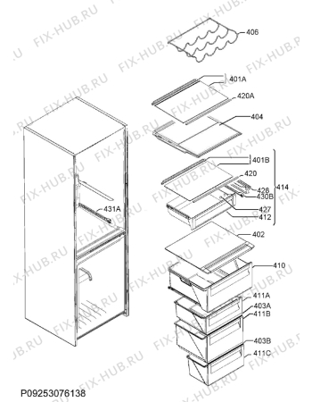 Взрыв-схема холодильника Arthur Martin AN3489MFX - Схема узла Internal parts