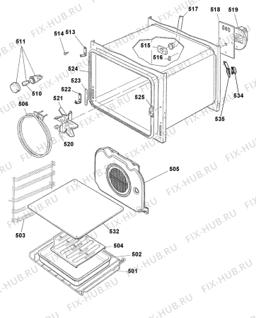 Взрыв-схема плиты (духовки) Indesit KD6C35A (F053844) - Схема узла