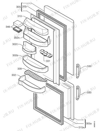 Взрыв-схема холодильника Juno JKG7400M - Схема узла Door 003