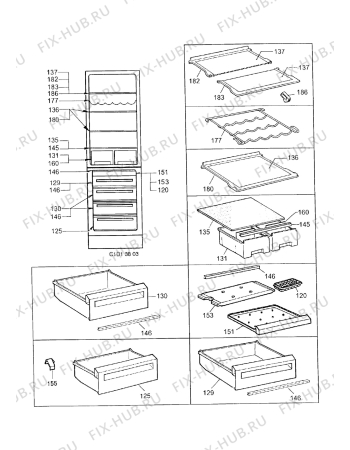 Взрыв-схема холодильника Electrolux ER8197B - Схема узла Internal parts