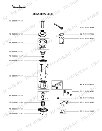 Схема №1 JU550D58/AQ0 с изображением Рукоятка для соковыжималки Moulinex FS-9100029358