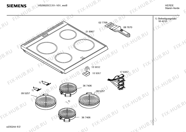 Схема №4 HS29025CC с изображением Инструкция по эксплуатации для плиты (духовки) Siemens 00590150