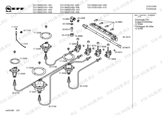 Схема №2 T2113W2EU с изображением Столешница для электропечи Bosch 00215308