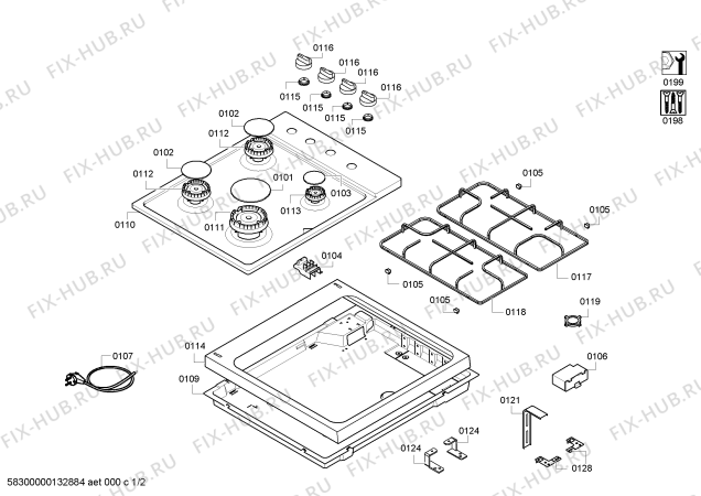 Схема №1 OC52CUN с изображением Столешница для духового шкафа Bosch 00247105