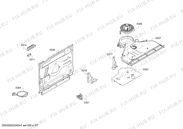 Взрыв-схема плиты (духовки) Siemens HX423510E - Схема узла 03