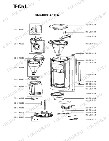 Схема №1 CM740DCA/DTA с изображением Элемент корпуса для кофеварки (кофемашины) Seb SS-201661