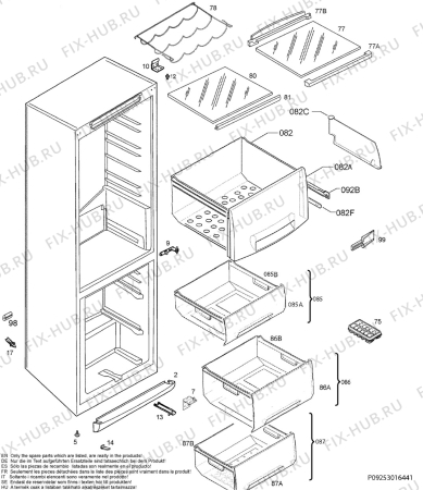 Взрыв-схема холодильника Electrolux ERB3652 - Схема узла Housing 001