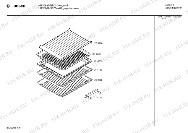Схема №5 HBN562AGB с изображением Инструкция по эксплуатации для плиты (духовки) Bosch 00519883