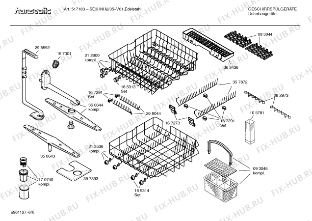 Взрыв-схема посудомоечной машины Hanseatic SE3HNH2 premium line - Схема узла 06