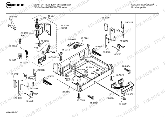 Схема №5 S4449W0RK SI645 с изображением Шарнир для моечной машины Bosch 00166853