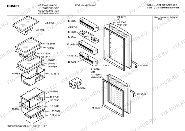 Схема №3 KDRMX461GB ML381 с изображением Крышка для холодильника Bosch 00189655