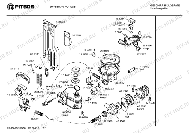 Схема №6 DVF5311 с изображением Инструкция по эксплуатации для электропосудомоечной машины Bosch 00691332