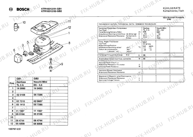 Взрыв-схема холодильника Bosch KTR18312 - Схема узла 02