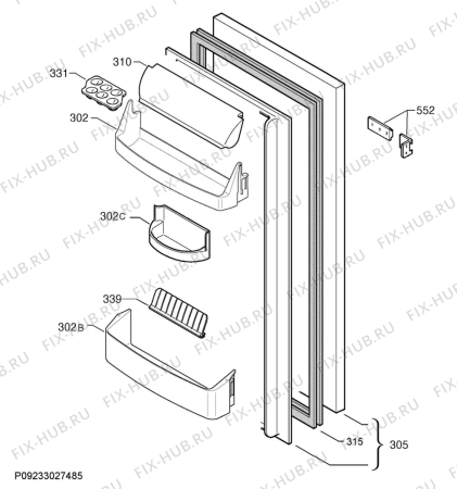 Взрыв-схема холодильника Electrolux ERU14310 - Схема узла Door 003