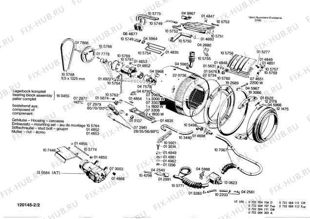 Взрыв-схема стиральной машины Bosch 0722054107 VT590 - Схема узла 02