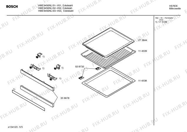 Взрыв-схема микроволновой печи Bosch HME9450NL - Схема узла 05