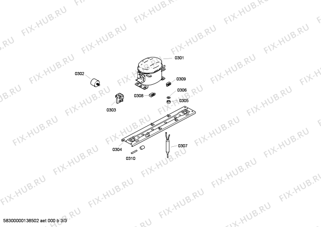 Взрыв-схема холодильника Siemens KK28F68TI - Схема узла 03