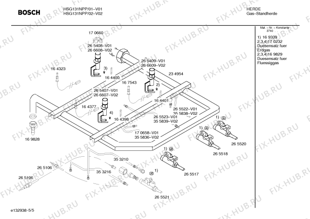 Взрыв-схема плиты (духовки) Bosch HSG131NPP - Схема узла 05