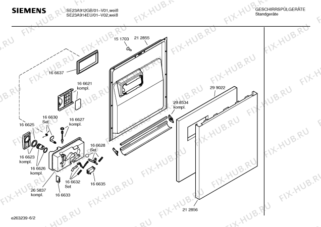 Взрыв-схема посудомоечной машины Siemens SE23A912GB - Схема узла 02