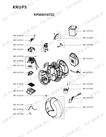 Схема №1 KP500210/7Z2 с изображением Провод для электрокофемашины Krups MS-623744