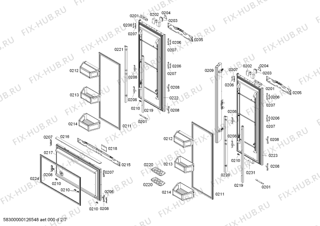 Схема №7 CI36BP00 с изображением Монтажный набор для холодильника Siemens 00669011