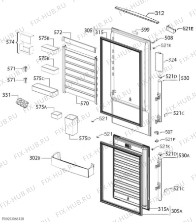 Взрыв-схема холодильника Electrolux EN93889MX - Схема узла Door 003