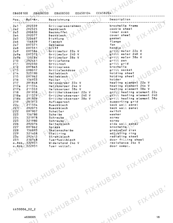 Схема №18 EE658204 с изображением Держатель для плиты (духовки) Bosch 00291882