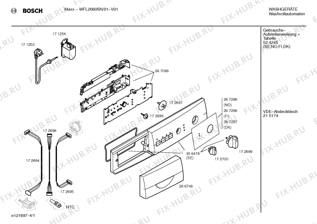 Схема №3 WFL2060SK WFL2060 с изображением Панель управления для стиральной машины Bosch 00356479