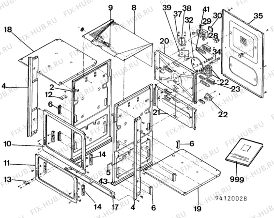 Взрыв-схема микроволновой печи Unknown QN7992 - Схема узла H20 Housing F