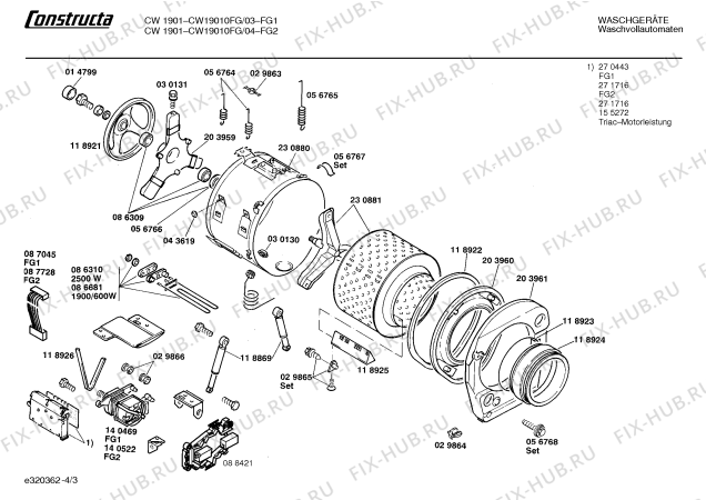 Схема №4 CW19010FG CW1901 с изображением Панель для стиральной машины Bosch 00270007