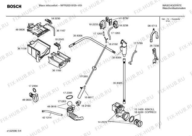 Схема №4 WFR2031II Maxx infoconfort WFR 2031 с изображением Таблица программ для стиралки Bosch 00586057