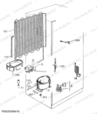 Взрыв-схема холодильника Rex Electrolux FI22/12DV - Схема узла Cooling system 017