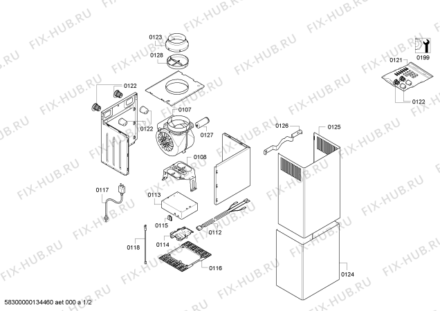 Схема №2 D72F56N0GB с изображением Металлический жироулавливающий фильтр для вентиляции Bosch 00671974