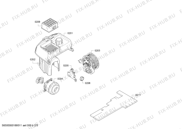 Схема №2 BGL4PETGB GL-40  ProAnimal с изображением Крышка для мини-пылесоса Bosch 11010509