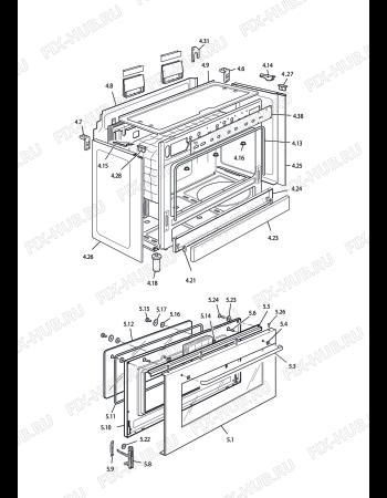 Схема №5 DGW965B с изображением Обшивка для плиты (духовки) DELONGHI 35C91501D1